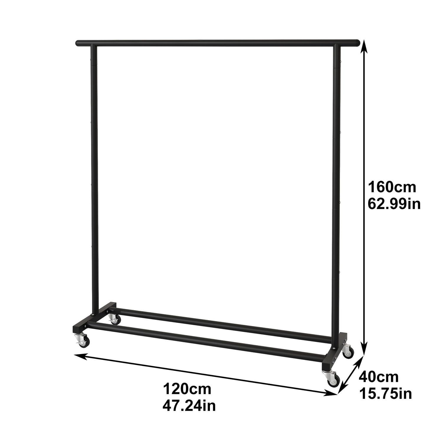 Buzowruil Metal Rolling Clothing Rack Adjustable Freestanding Garment Organizer with Wheels, Space-Saving Design for Home, Closet, Office, or Retail,Black