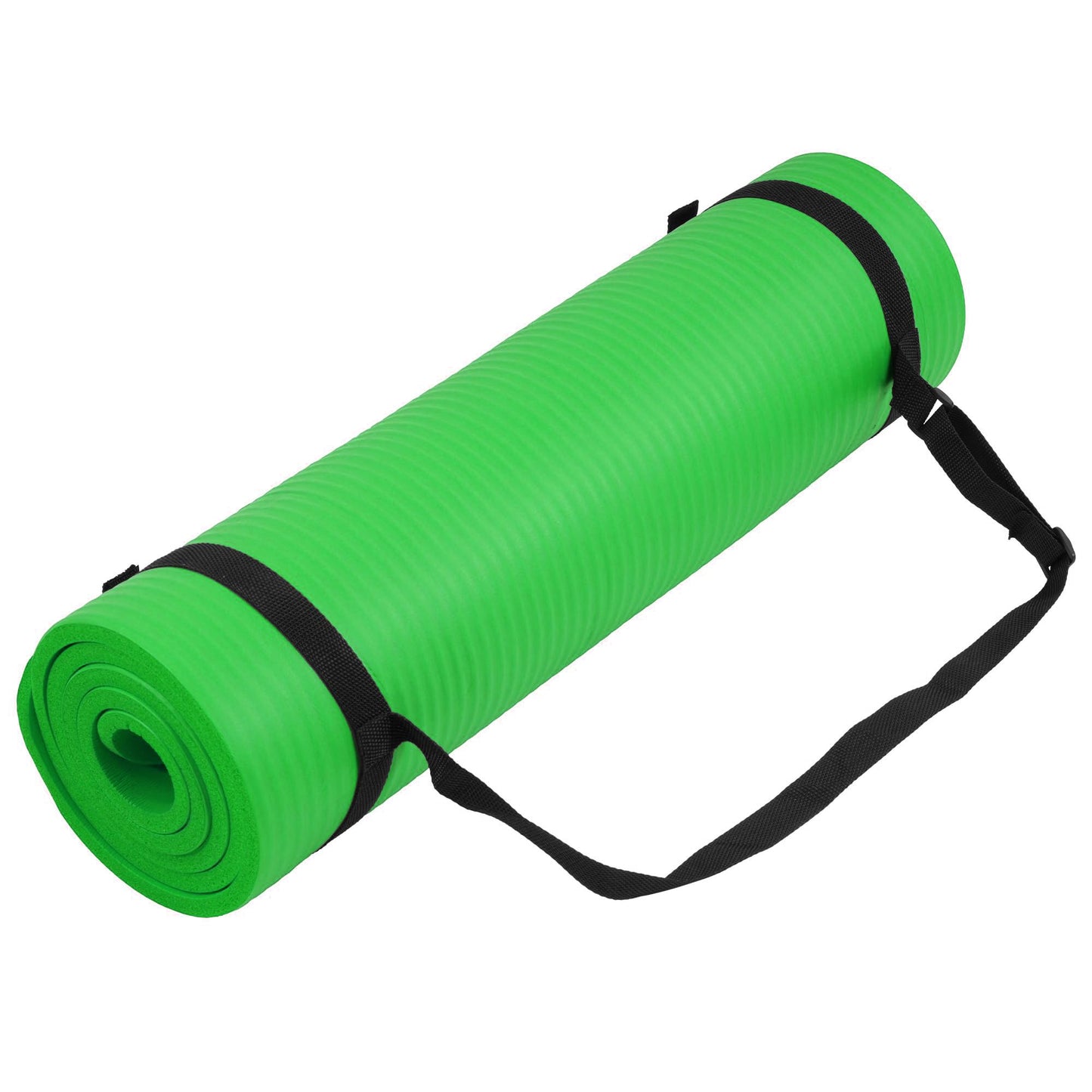 Fitvids 1/2-Inch Extra Thick High Density Anti-Tear Exercise Yoga Mat with Knee Pad and Carrying Strap, Green