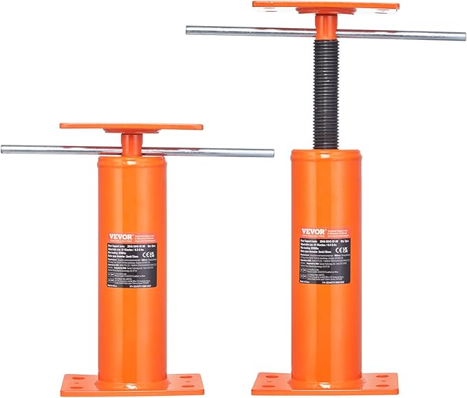 VEVOR House Floor Jacks, 2 Pack, 12"-16" Height Range, 9700 lbs Max Load Capacity Per Unit, Adjustable Support Beam Basement Jack Post Pole for Leveling, Steel Telescoping Jack for Temporary Support