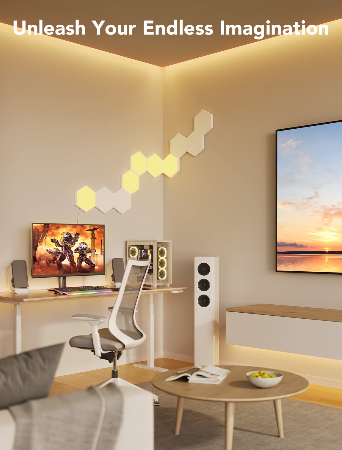 Govee Glide Hexa Light Panels, RGBIC Hexagon LED Wall Lights, Wi-Fi Smart Home Creative Wall Lights with Music Sync, Works with Alexa Google Assistant for Indoor Gaming Decor, 10 Pack