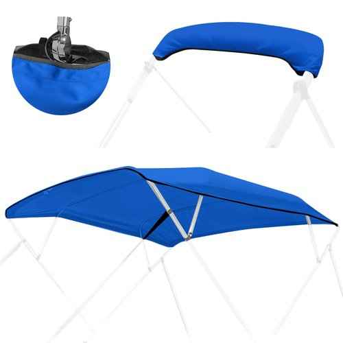 Caminor 4 Bow Bimini Top Replacement Canvas with Light Hole and Storage Boot, 900D Heavy Duty Waterproof Bimini Top Canvas Only Without Frame, 8'L 73"-78" W Blue