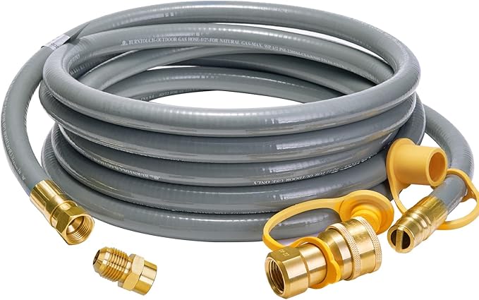 CALPOSE 15 Feet 1/2 inch ID Natural Gas Grill Hose with Quick Connect Fittings, Natural Gas Line for Grill, Pizza Oven, He...