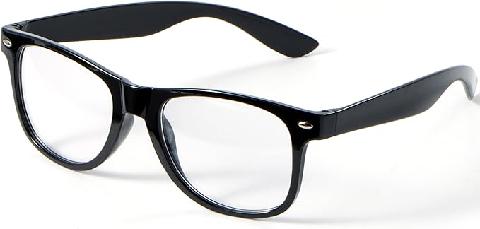 Spooktacular Creations Nerd Glasses, Black Fake Glasses with Clear Lenses Costume Props Halloween Cosplay for Men Women Ad...