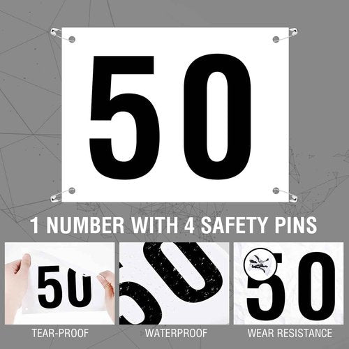 Hanaive 500 Pieces Running Bib Numbers with Safety Pins for Marathon Sports Competition Events Tearproof Waterproof, 6 x 7.5 Inch (1-500 Number)