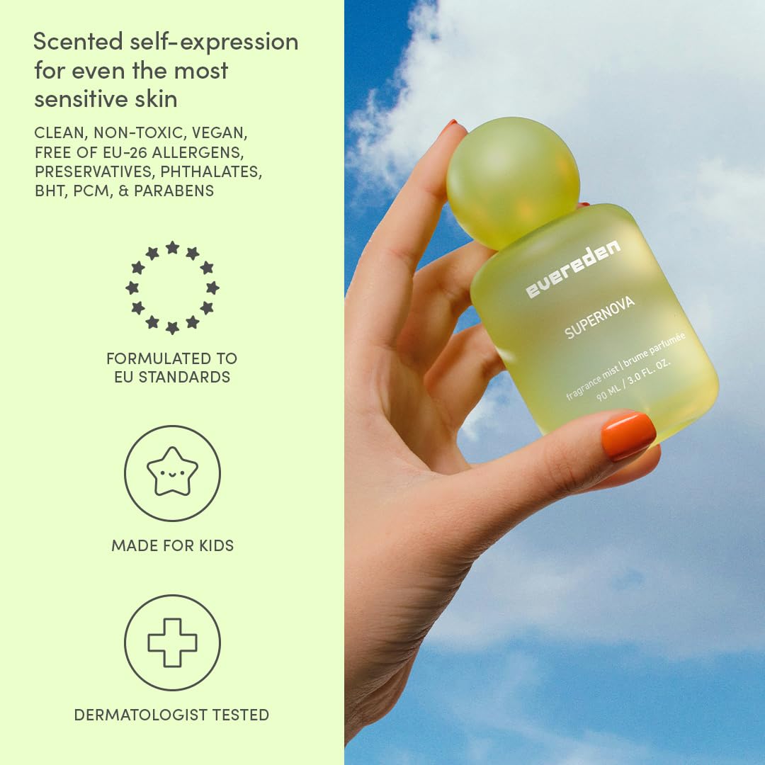 Evereden Fragrance Hair and Body Mist - Supernova: Clean and Vegan Collectible Hair and Body Spray for Teen Girls - Amplify Your Self Expression with Iconic Scents in Aesthetic Bottles