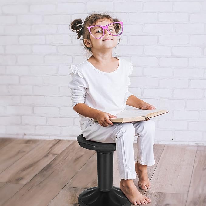 Giantex Wobble Stools for Classroom Seating, Wiggle Stool with Adjustable Height, 24 Inch Active Learning Stool, Sitting Balance Chair for School, Office Stand Up, Flexible Seating Wobble Chair(Black)