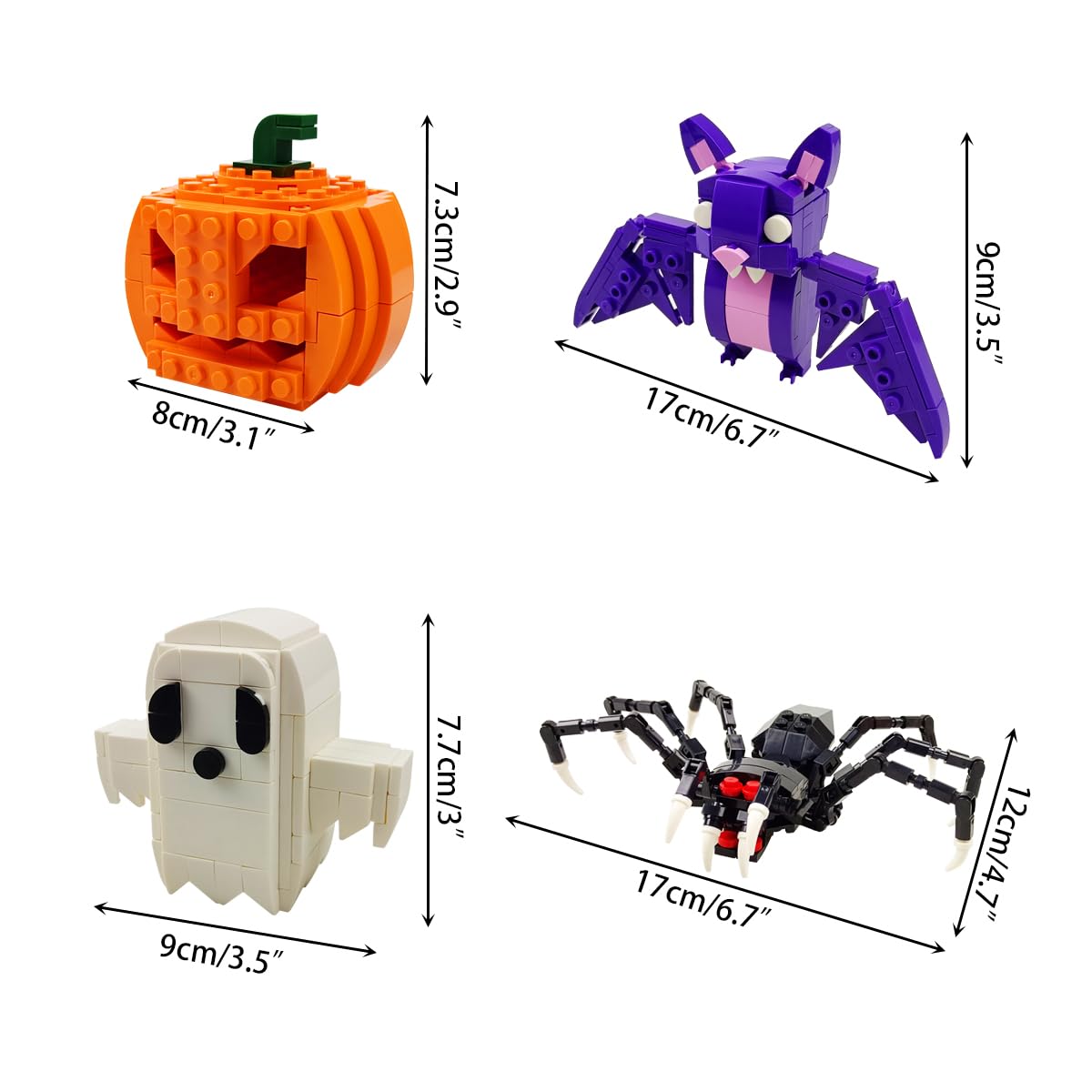 Anditoy 4 Pack Halloween Building Block Toys for Kids Boys Girls Halloween Treat Bags Gifts Halloween Party Favors
