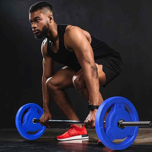 FAGUS H Color Coded 2-Inch Rubber Coated Olympic Grip Plate for Barbell,Solid Cast Iron Weight Plates for Strength Training,Weightlifting,Crossfit,Home Gym, 45LB Single