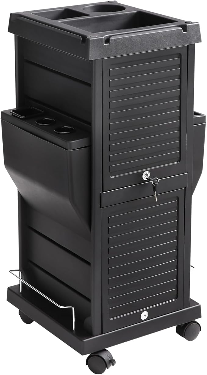 VEVOR Ultimate Trolley Cart, Salon Trolley with 6 Detachable Trays & Appliance Holder, Durable Salon Rolling Cart with Locking Casters for SPA & Beauty & Tattoo & Hairdressing