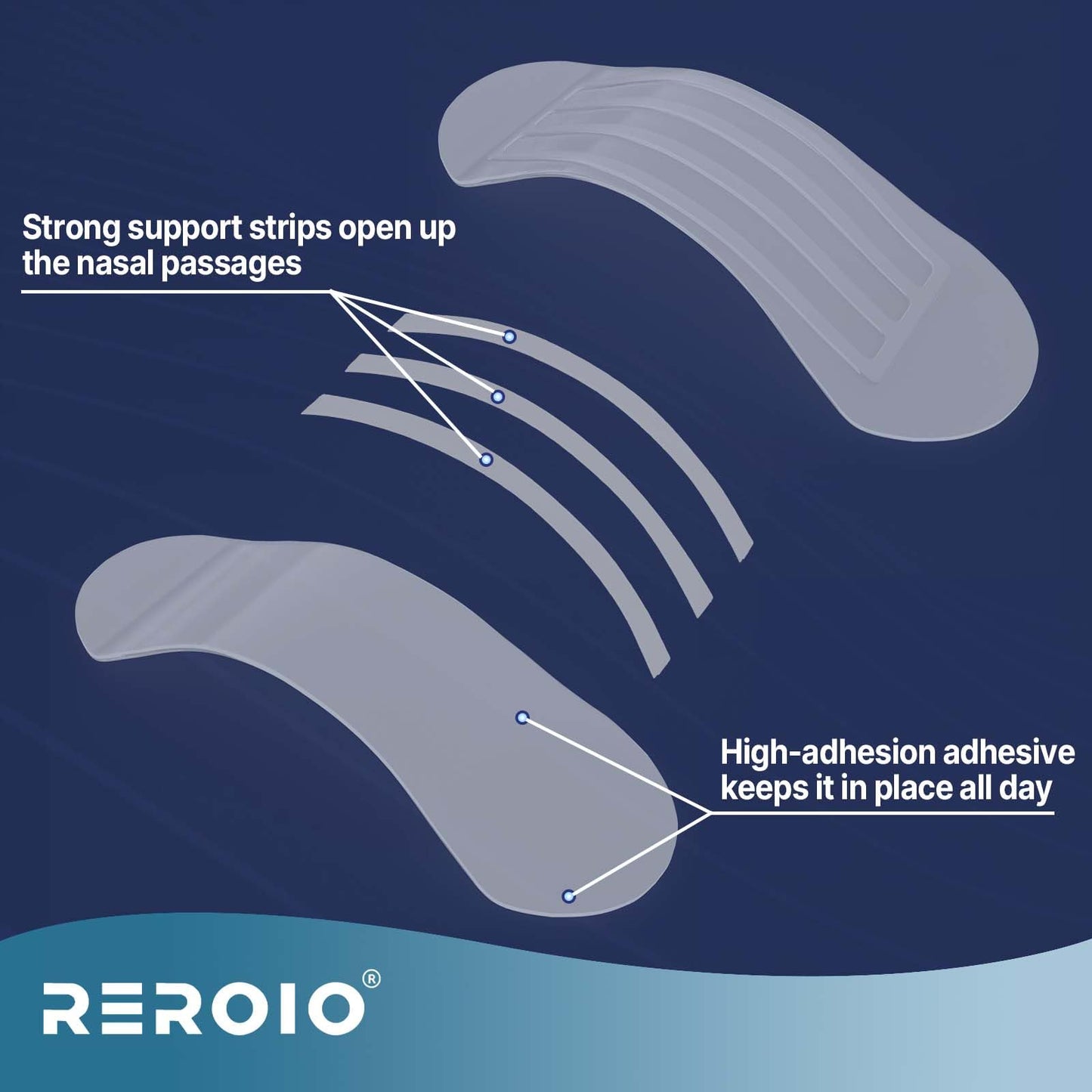 REROIO Nasal Strips for Snoring – Comfortable Nose Strips for Breathing,Anti Snoring Devices,Drug-Free Snoring Solution for Better Airflow & Restful Sleep