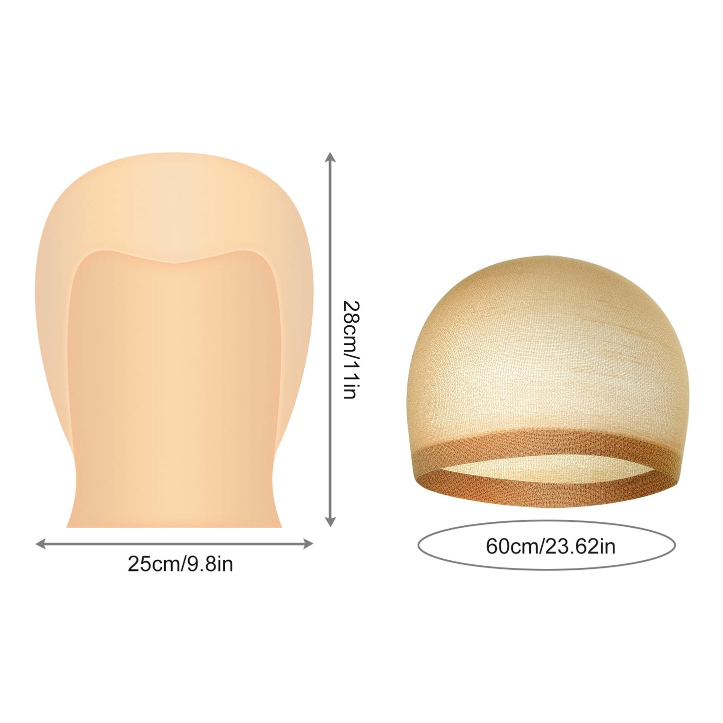 Bouiexye Bald Cap Halloween, 2Pcs Nylon Wig Caps 2Pcs Latex Makeup Bald Cap for Adults Women Men Costume Accessory for Theme Halloween Party Cosplay