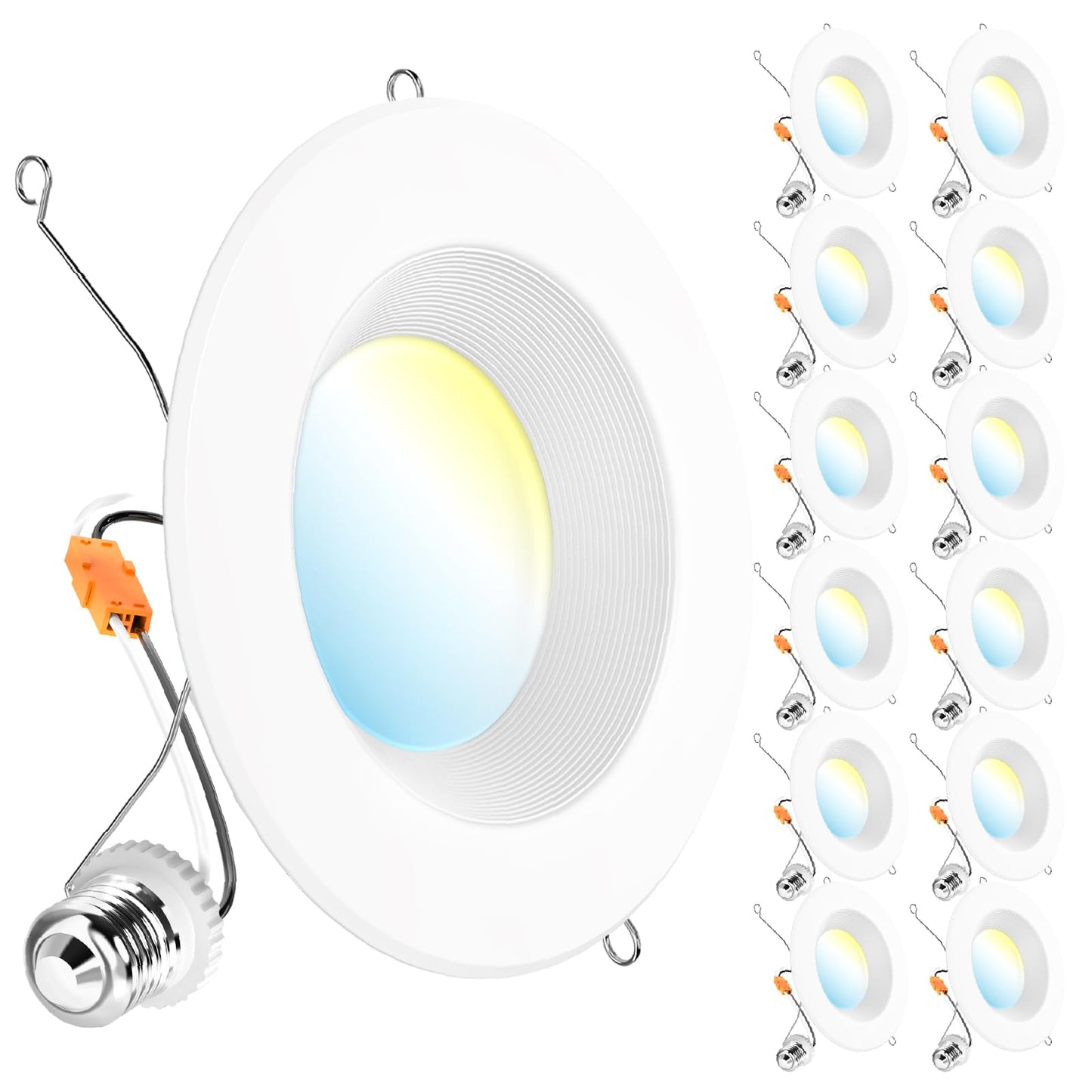 Sunco 12 Pack 6 Inch LED Recessed Light Retrofit Can Lights, 965LM, 13W (75W Equivalent), Selectable CCT 2700K/3000K/3500K/4000K/5000K, Dimmable, Baffle Trim, Damp Rated U