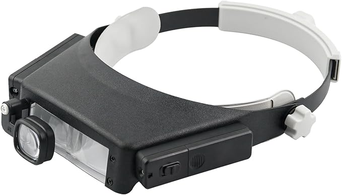 Magnifying Headband Magnifier with Led Light,Head Lamp Magnifying Glass1.5X、3X、7.5X、9X、9.5X、11X、15.5X、17X Jeweler Loupe fo...