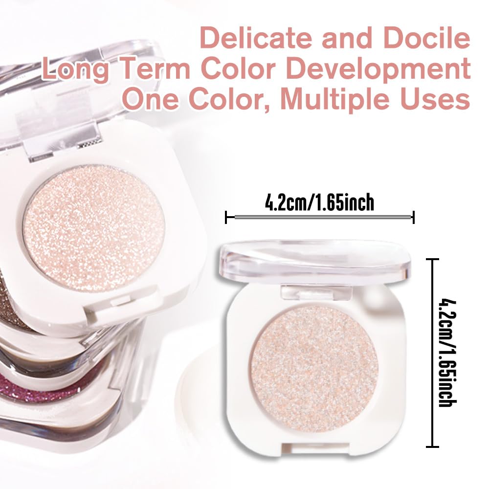 WanTuoluo Sheer White Sparkle Eyeshadow Palette for Women, Single Monochrome Eye Shadow Makeup, Shiny Pressed Powder, Blendable