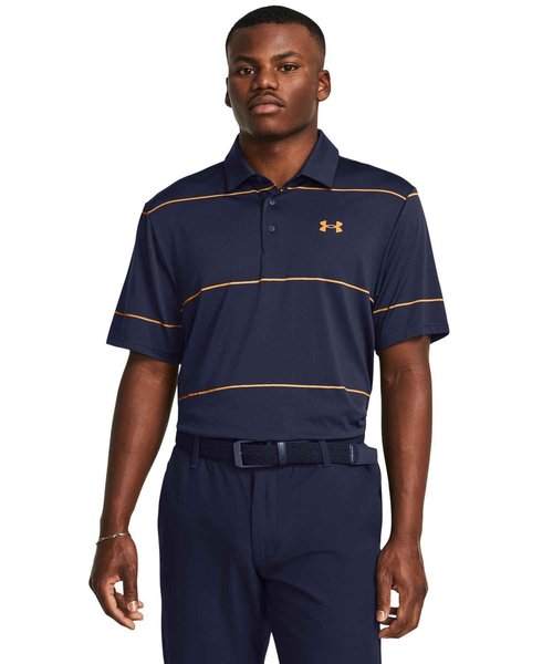 Under Armour Playoff 3.0 Stripe Mens Golf Polo - Navy/Orange/XXL