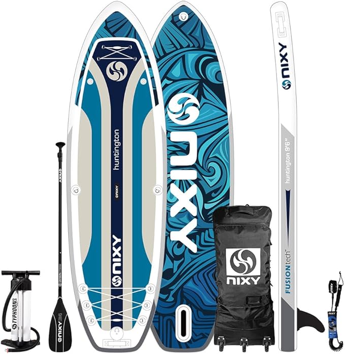 NIXY G5 Huntington Inflatable Paddle Board Compact SUP 9'6" x 32" x 6" Ultra-Light Stand Up Paddleboard, Welded Seams, Wov...