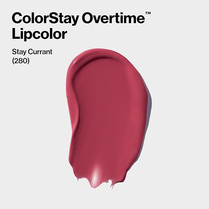 Revlon Liquid Lipstick with Clear Lip Gloss, ColorStay Overtime Lipcolor, Stocking Stuffer for Women, 280 Stay Currant, 0.07 fl oz