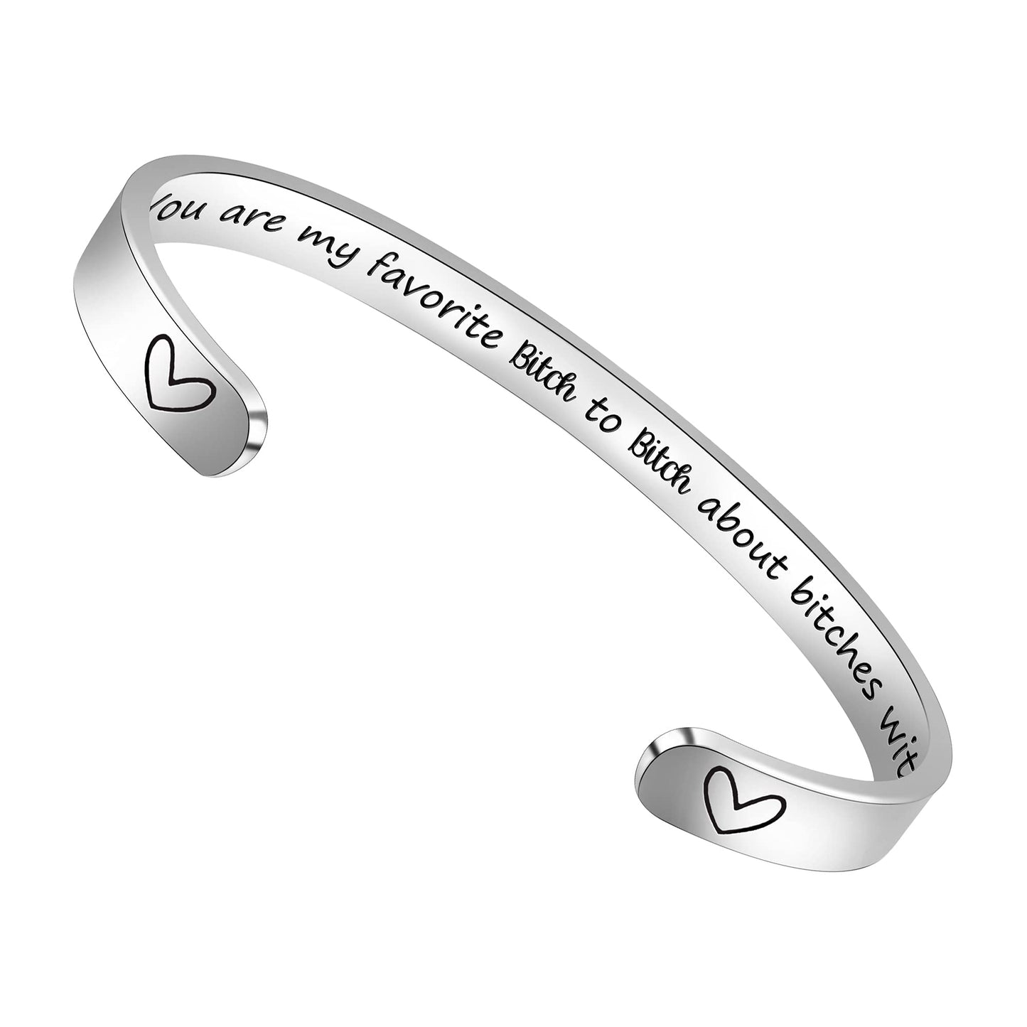 Friend Bracelet Friendship Bracelets for Women Sisters Inspirational Gifts for Her Teen BFF Bestie Cuff Mantra Engraved Jewelry