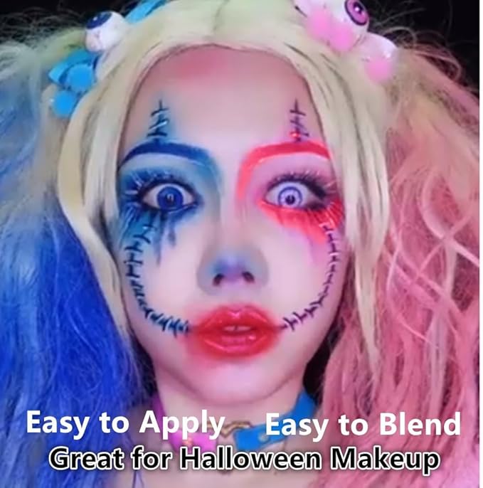 Go Ho White Face Paint,Oil Based Waterproof Cream Eye Black Stick,White Face Body Paint for Halloween Cosplay Zombie Skeleton Clown Goth Makeup
