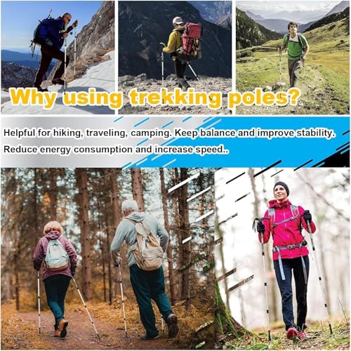 Aluminum Alloy Quick Lock Trekking Pole Anti-Shock Walking Stick Adjustable Cane Crutch for Mountains Trekking Hiking,Ultr...