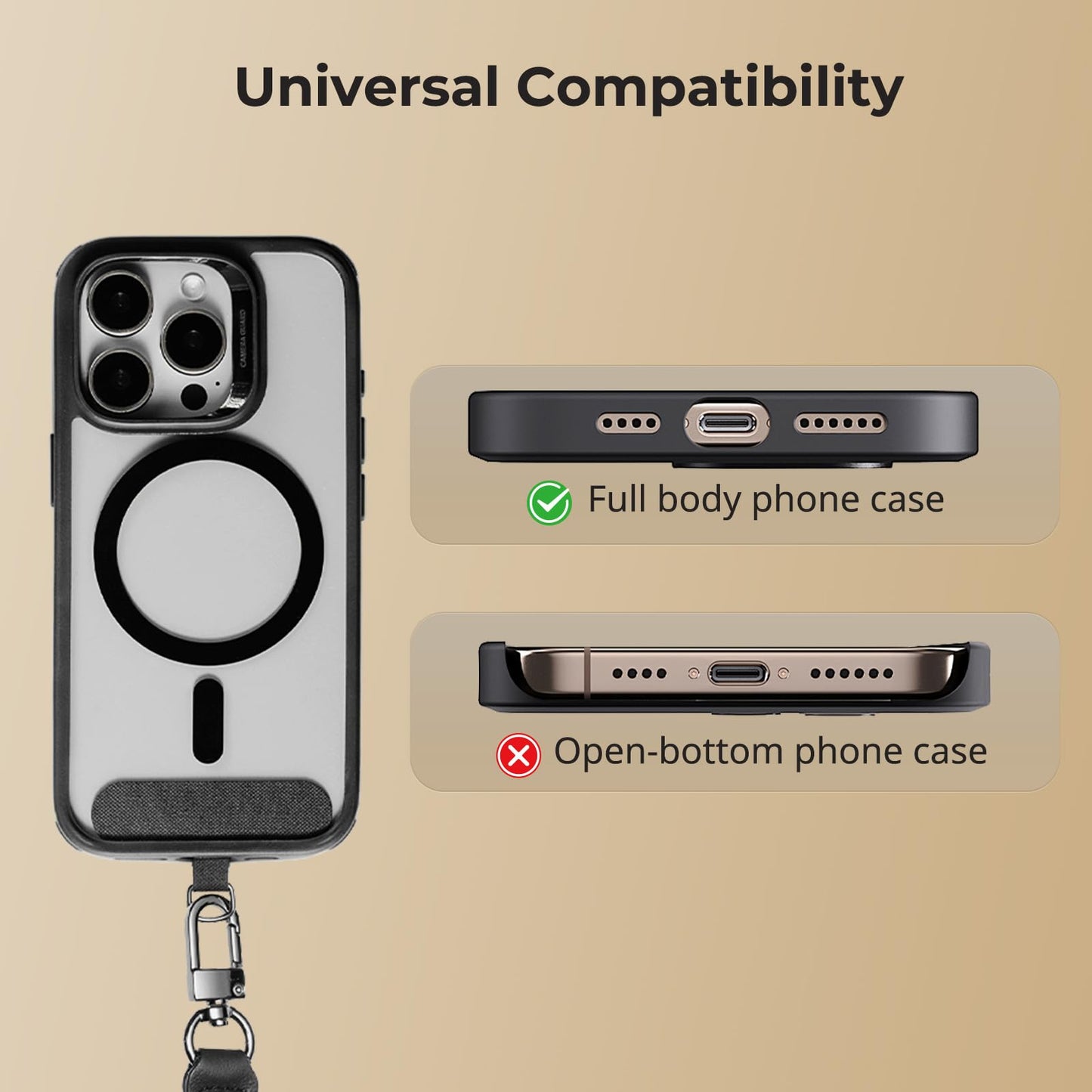 Smallrig Adjustable Phone Wrist Strap, 38Cm Leather & Nylon Wrist Strap For Smartphones With Built-In Hook For Keys & Accessorie