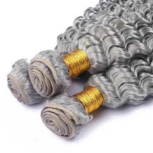 Pure Grey Bundles Grey Deep Wave Bundles 18 20 22 Inch Peruvian Virgin Remy Hair Extensions Niegmeag Silver Deep Wave Bundle Hair Weave