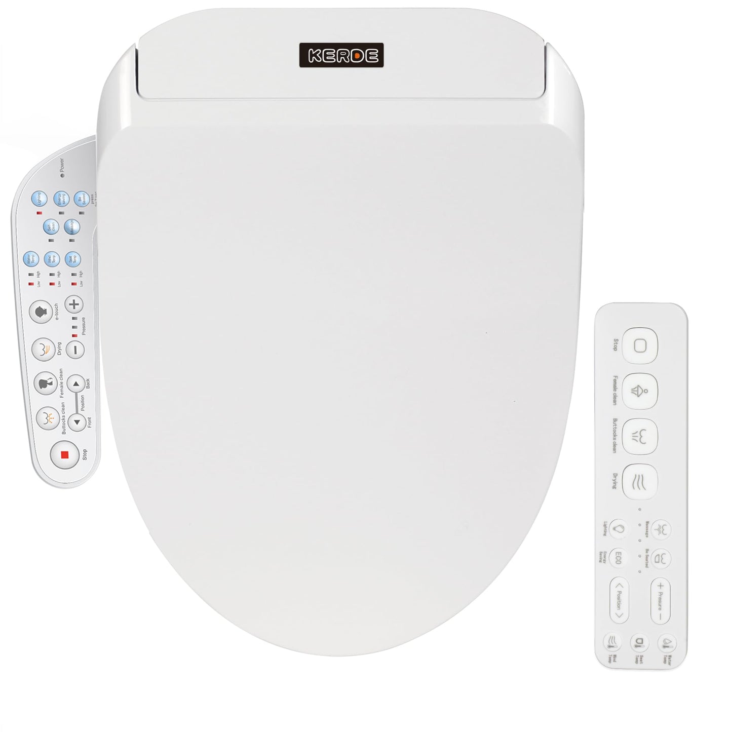 KERDE P30B Bidet Toilet Seat - Dual Control (Side Panel & Remote), Warm Water Wash, Heated Seat, Warm Air Dryer, LED Night Light,Existing Toilets Electric Bidet Elongated Electronic Heated Smart