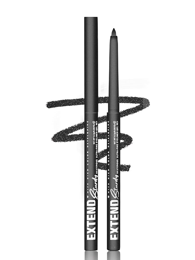 Shimmer Black Gel Glitter Eyeliner Pencil, Metallic Waterproof Smudge-Proof Creamy Retractable Smooth Eye Liner pencil, Hy...