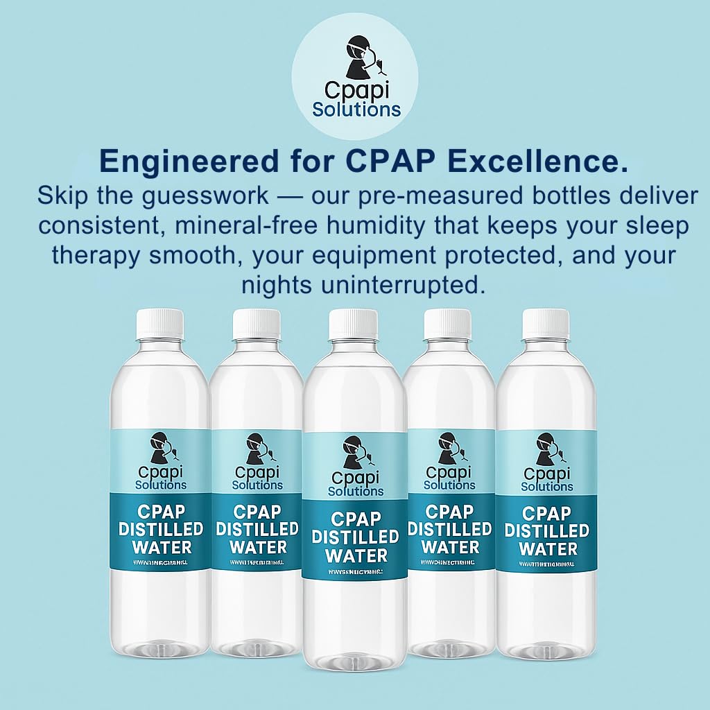 CPAPi Solutions Distilled Water CPAP – 6-Pack Travel Bottles (20 oz) – Steam Purified, Ozonated & Filtered – Made in USA – For All CPAP Machines & Humidifiers