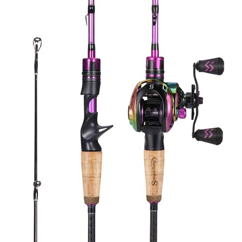 Sougayilang Fishing Rod Reel Combos, Medium Heavy 6'/7' Spinning & Casting Rod with Stainless Steel Guides - Two Pieces -6' Casting Rod with Right Handled