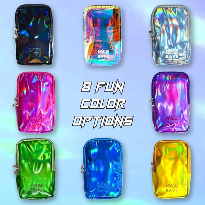 Holographic Thigh Bag No-Slip-Padded Backing - Inner Pockets & Double Zipper Carnival Thigh Bag for Women - Iridescent Leg...