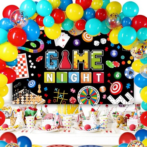 AIBIIN Game Night Backdrop Board Game Game Night Decorations Banner Card Game On Backdrop Party Supplies Banner Photo Boot...