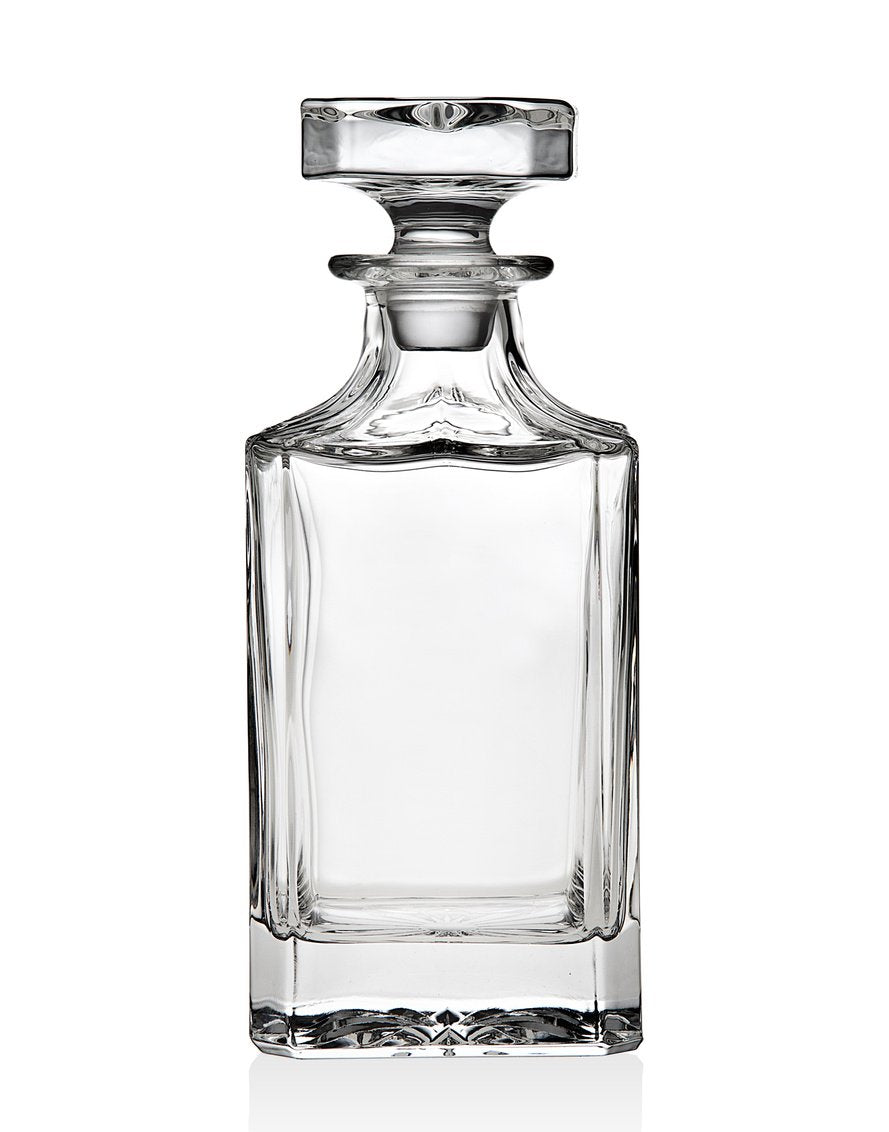 Godinger Clarion Square Whiskey Decanter with Glass Stopper for Wine, Bourbon, Brandy, Liquor, Juice 25 oz, Perfect for Engraving