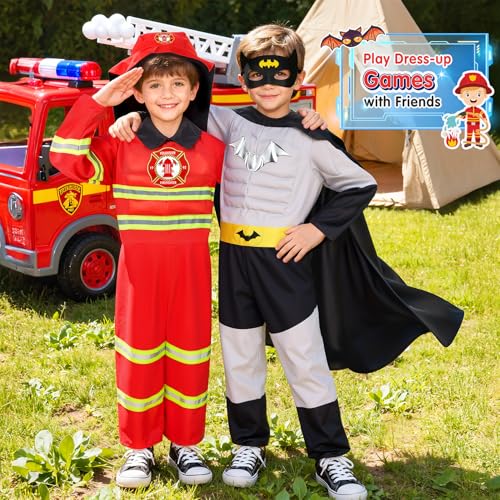 Jeowoqao Costumes for Kids Boys Dress up Clothes for Role Play, Boys Muscle Chest Dress up Costumes with Policeman, Firema...