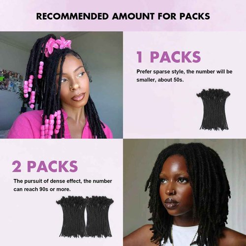 Vecago 12 inch 50 Strands Loc Extensions Human Hair, 0.4cm Width 100% Human Hair Dreadlock Extensions for Men/Women, Can be Dyed Soft Dreads Extensions,1b