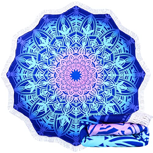 Large Microfiber Boho Mandala Beach Towel Round Bohemian Beach Blanket Hippie Indian Throw Blanket Beach Tapestry Sand Fre...