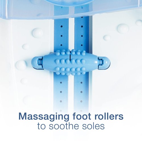Conair Waterfall Pedicure Foot Spa Bath with Blue LED Lights, Massaging Bubbles and Massage Rollers, Blue/White