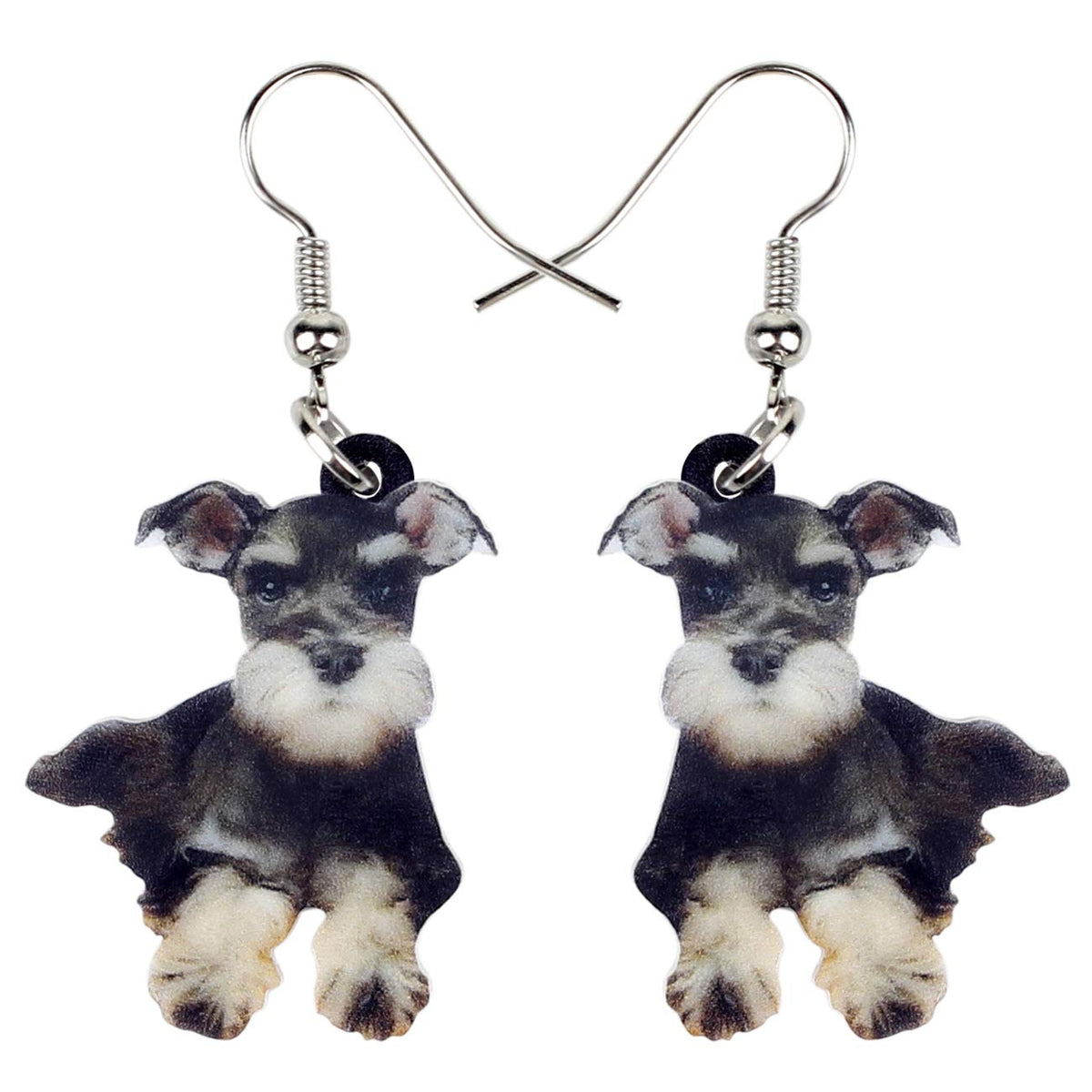 DUOWEI Acrylic Schnauzer Dog Earrings Sweet Pets Dangle Drop Jewelry for Women Ladies Dog Lovers Fancy Gifts (Black)