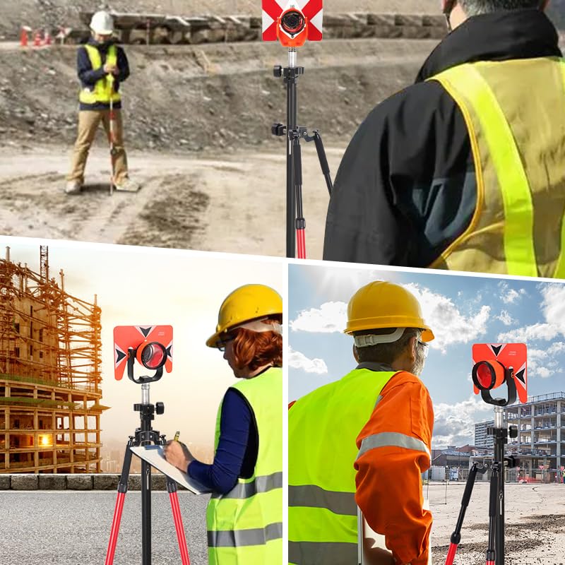 DMITER Surveying Bipod Aluminum Stand with Telescopic Struts, Carbon Fiber GPS Pole 6.56FT/2M x 2 Section Pole with 5/8” A...