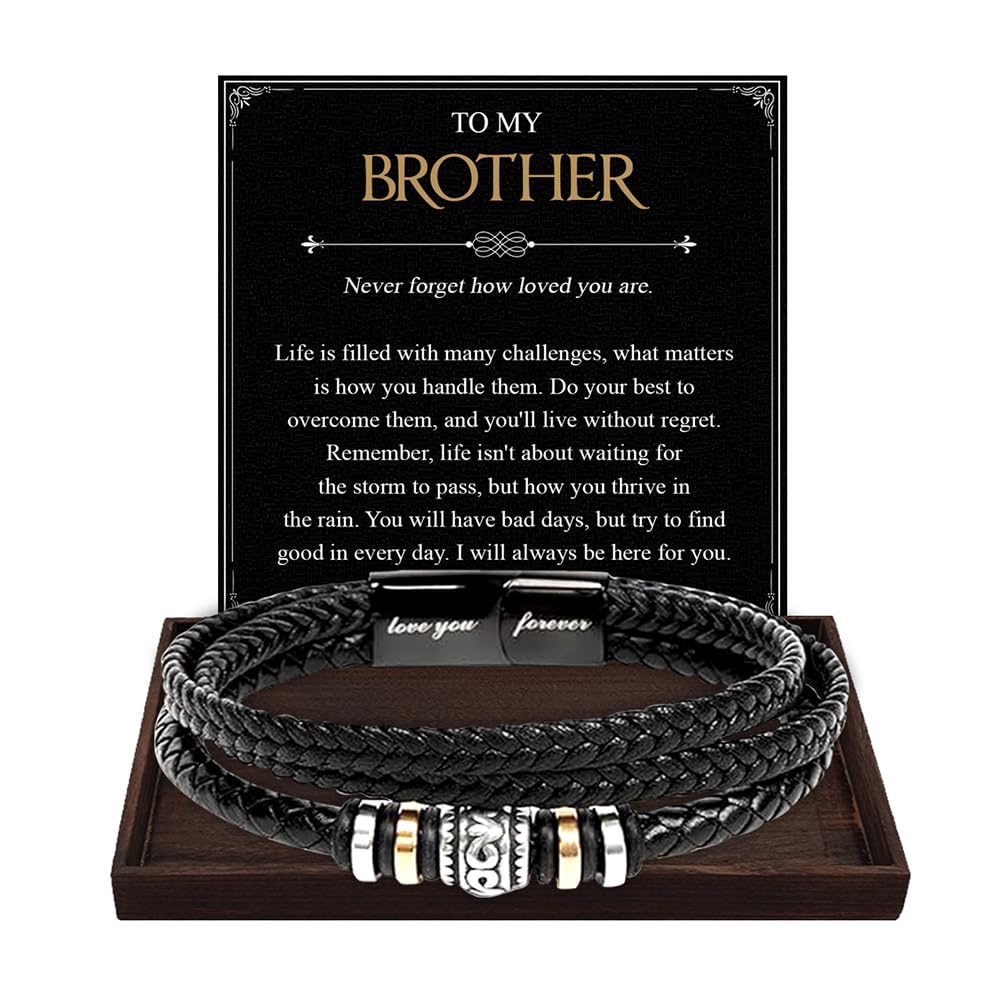 VIRAGIL To My Brother Bracelet, Birthday Gifts For Brother Bracelet With Message Card And Box, Man Gifts From Mom And Dad, Inspirational Gift For Men On Birthday Graduation Christmas Anniversary #4