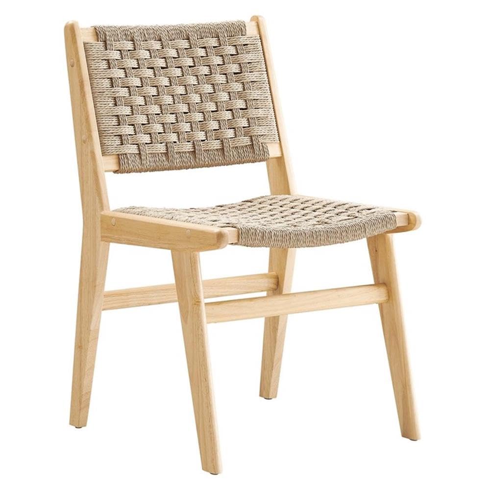 Modway Saoirse Woven Rope Wood Dining Side Chair in Natural Natural