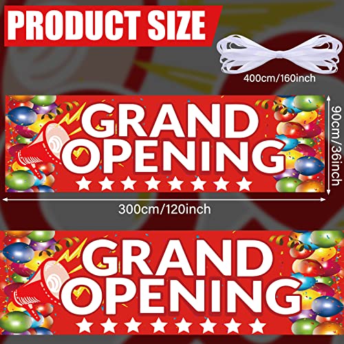 Grand Opening Banner, 3 x 10 ft New Store Grand Opening Sign and Rope, Oxford Cloth Large Advertising Backdrop Decor for S...