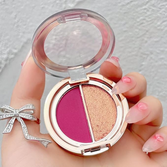 Double color eye shadow, high pigment eye makeup palette, matte shimmer metal eye shadow powder, waterproof and durable color eye makeup