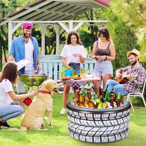 Soulchen 150+ Cans Inflatable Tire Tubes Cooler Large Capacity Inflatable Floating Ice Cooler with Pump Ice Buffet Food Dr...