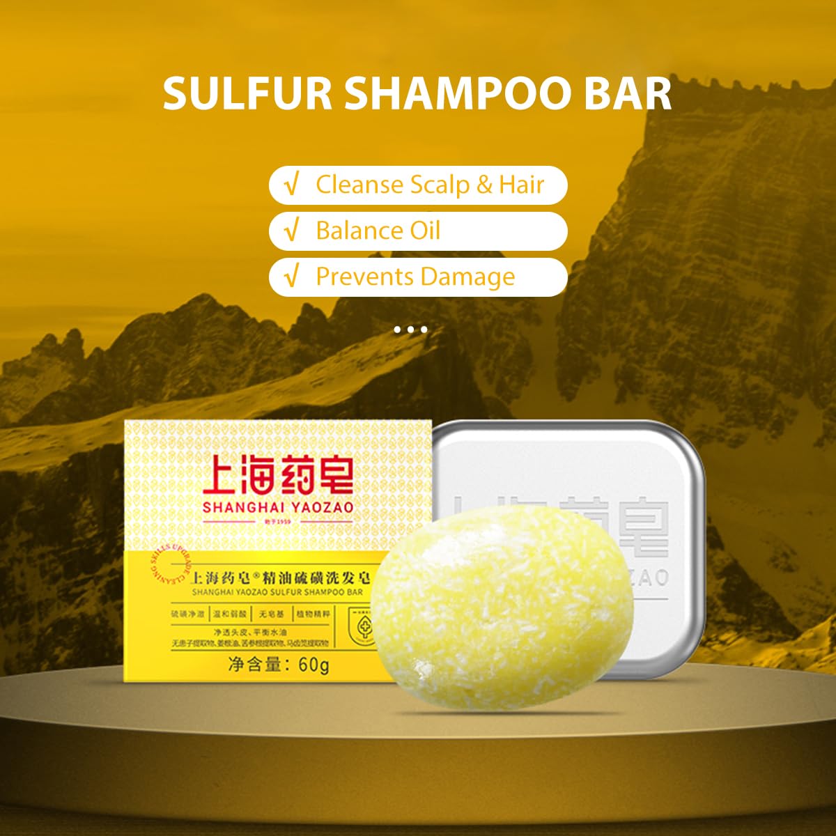 Bee & Flower Shampoo Bar Sulfur Shampoo Bar Oil Control & Balancing All Natural Travel Shampoos Bars for All Hair Types - 2.1 oz