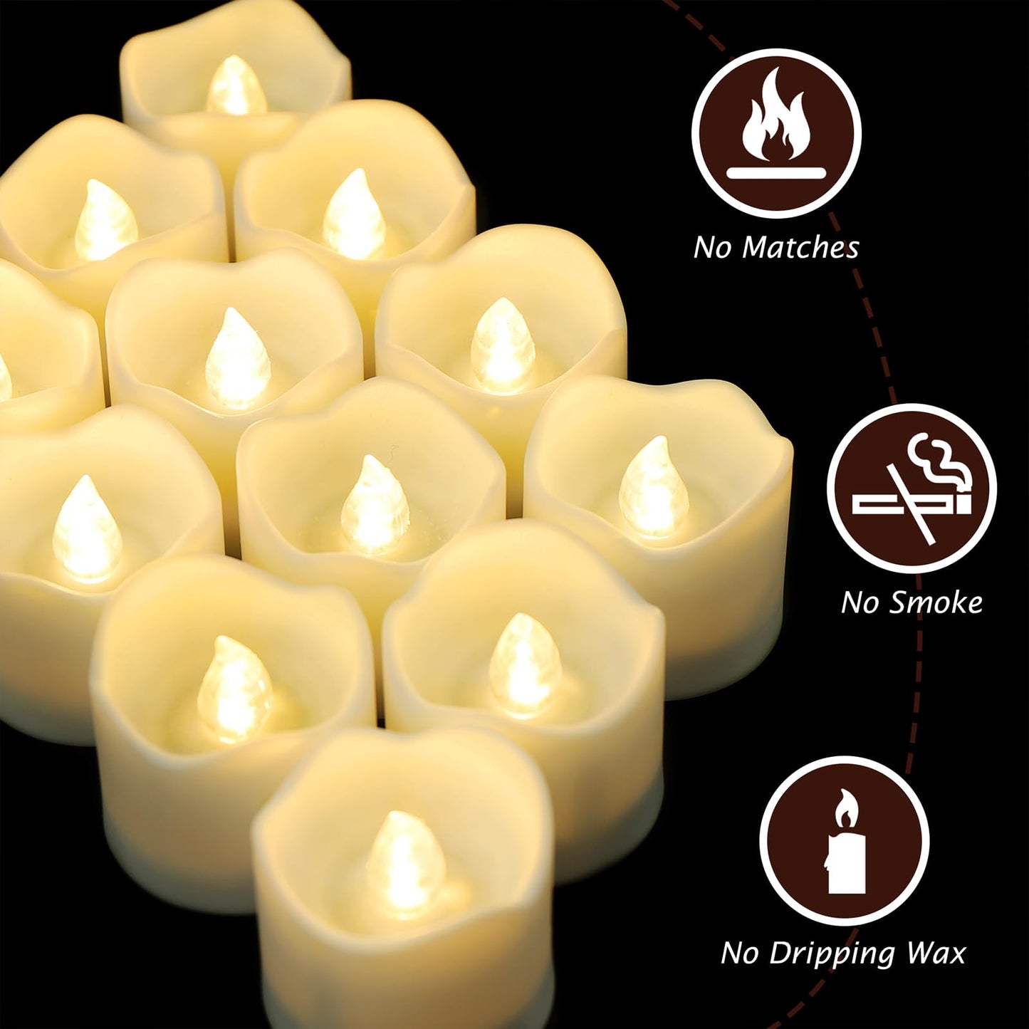 Topstone 12pcs Warm White Timer Flameless Candles,Battery Operated Led Tea Lights Candles,6 H On 18 H Off Timer Built in,Votive Candles for Halloween, Christmas, Wedding Centerpiece Table Decor