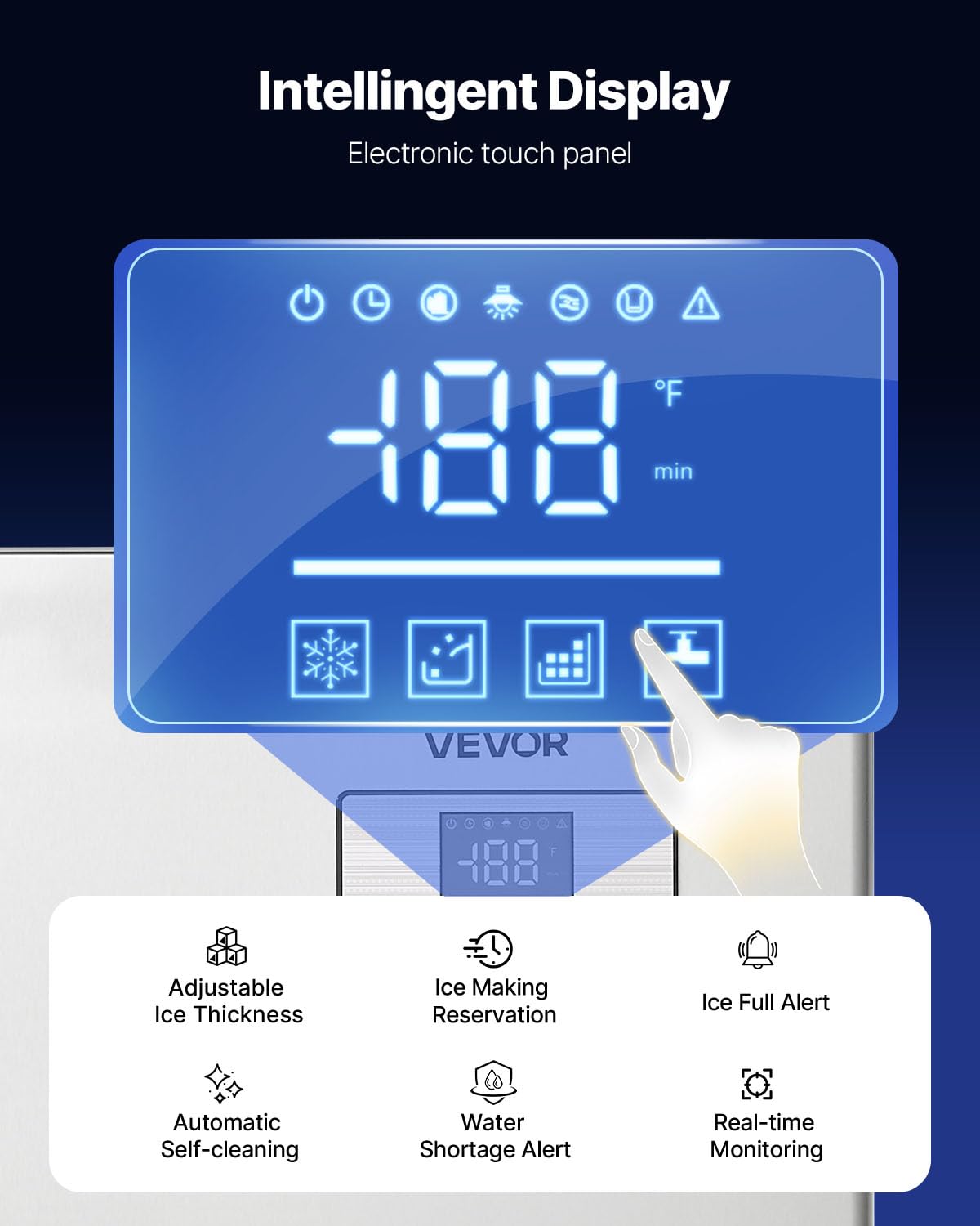 VEVOR Commercial Ice Maker Machine - Head, 400 Lbs/Day Stainless Steel Ice Machine with Scheduled Ice-Making, Self-Cleaning, Adjustable Thickness, Ideal for Restaurant Bar Cafe Hotel - Head Only