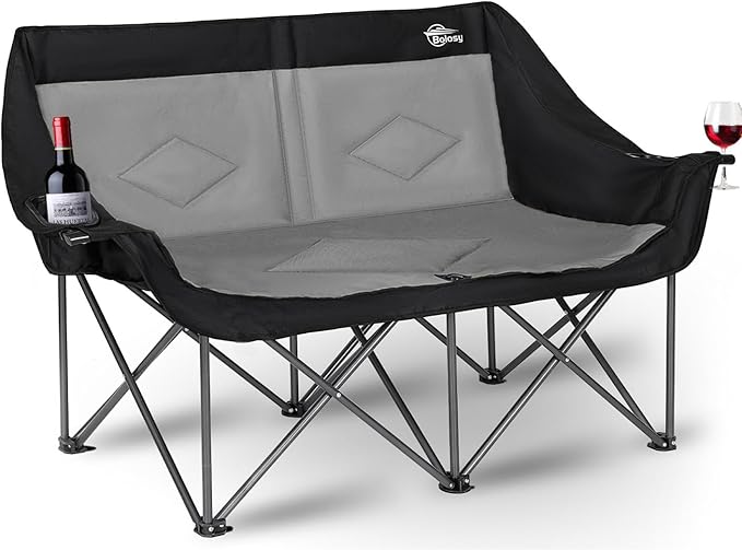 Bolosy 2 Person Camping Chair Camping Loveseat Oversized Double Folding Camping Chair Heavy Duty Two Person Camp Chair Lov...
