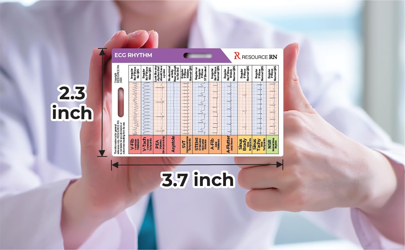 EKG Rhythm Interpretation Badge Card – Quick Reference Guide for ECG/EKG Rhythms – Dual-Sided, Horizontal & Vertical Layout – Pocket-Sized Cheat Sheet for Nurses, Paramedics & Medical Students