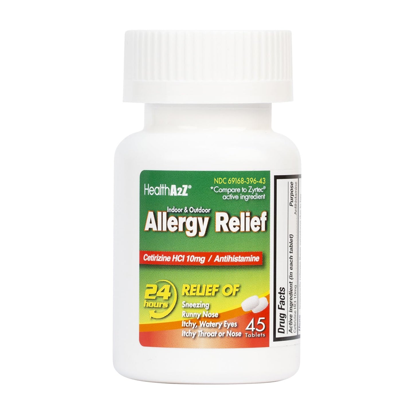 HealthA2Z® Allergy Relief | Cetirizine 10mg | 24 Packs of 45 Tablets Each (1080 Tablets) | All Day Allergy Relief | Indoor & Outdoor | Relief from Itchy Throat, Sneezing, Runny Noses | Value Pack